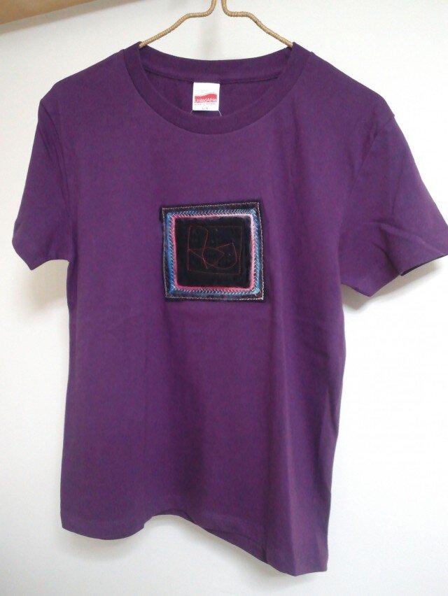 コラージュTシャツ*スパンコール*紫Mサイズの画像1枚目