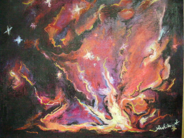 絵画インテリア キャンバス画 油絵 cosmos 誕生 2の画像1枚目