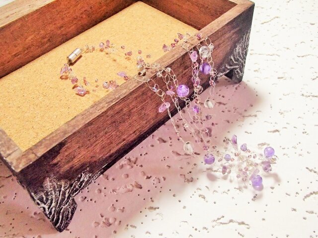 簡単着脱!天然石ネックレス/アメジストの画像1枚目
