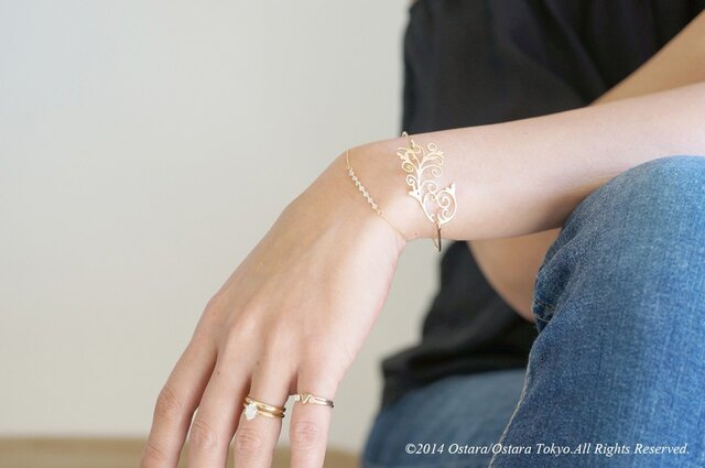 【14KGF】 Wire Bangle, Filigree"C"の画像1枚目