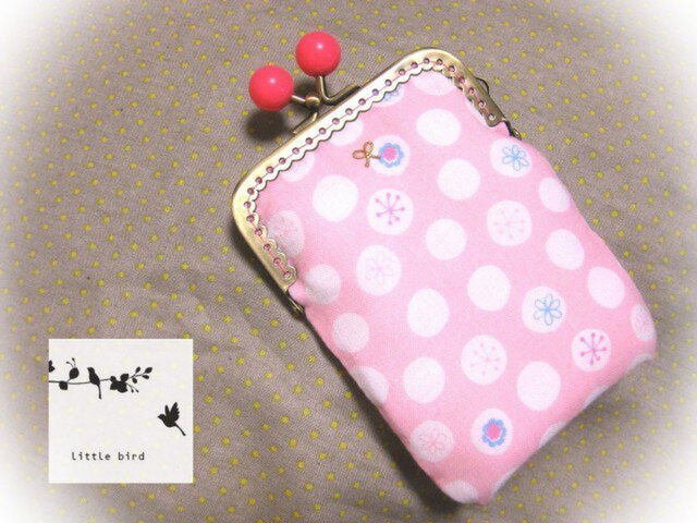 がま口カードケース *まるぴんく*の画像1枚目