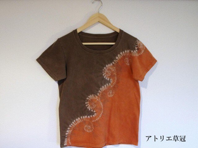 Sold 天然土顔料絞り染Tシャツ <唐草>の画像1枚目