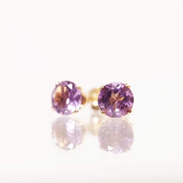再販】アメジストのスタッドピアス ~Celestinaの画像1枚目