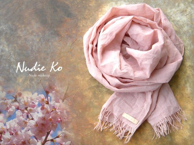 草木染ストール 桜-sakura- 椿灰媒染の画像1枚目