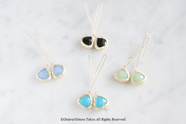 【14KGF】 Hammered Ear Wire Earrings,Hammered Mat Gold Glassの画像1枚目