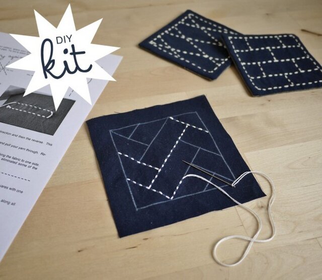 DIY Sashiko Kit Coaster Setの画像1枚目