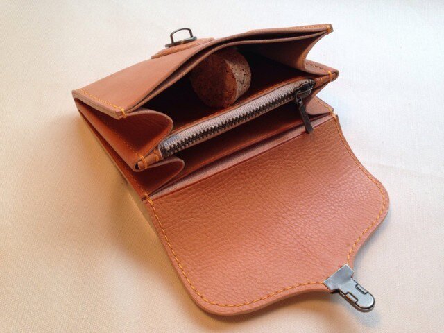 差し込み金具のミニ財布＊イタリアンレザー＊ナチュラル | iichi