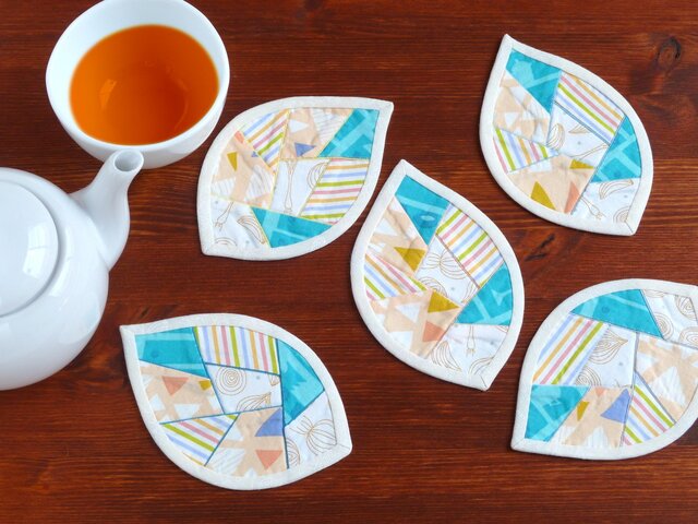 はっぱのコースター(5枚組) ~爽やかな朝~の画像1枚目