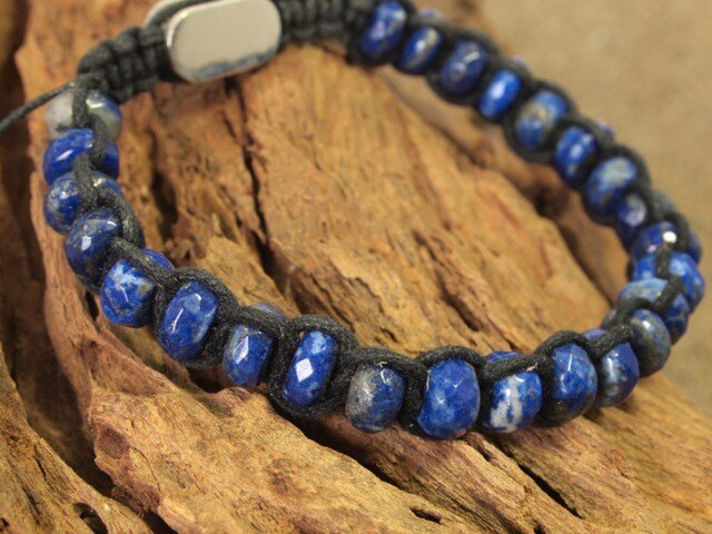Men's ラピスラズリ ボタンカットブレスレット | iichi 日々の暮らしを