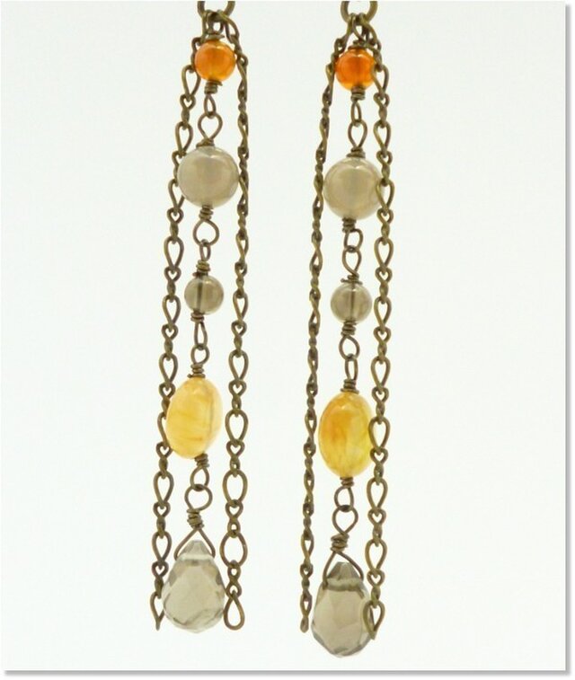 スモーキークォーツ＆カーネリアン*ピアス