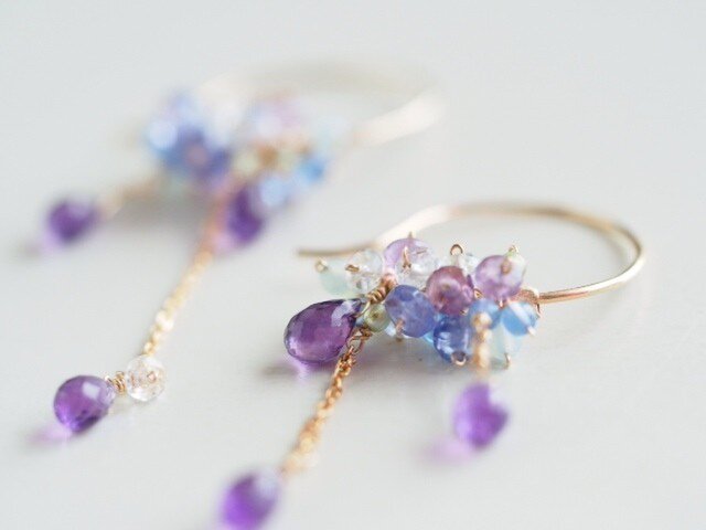 雨の雫と紫陽花ピアス~blue~の画像1枚目