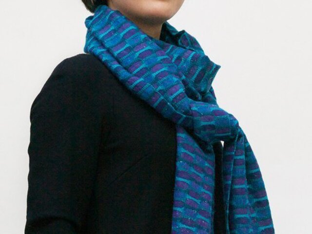 =Sold=青・ブルーグリーン系ロングマフラーの画像1枚目