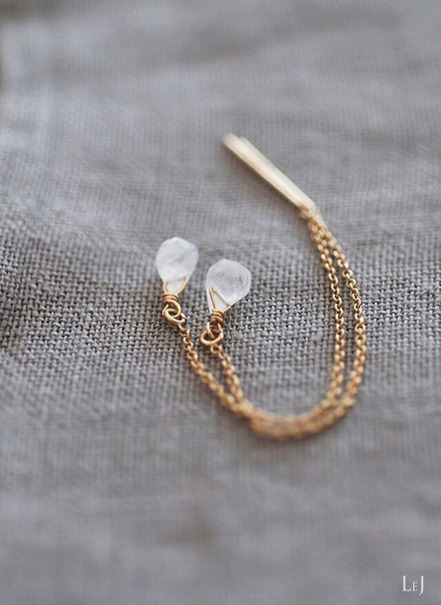 【再出品・送料無料】ムーンストーンのチェーンピアス #moon