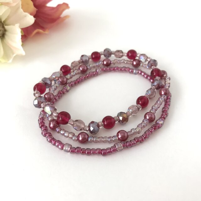 グラデーション 3連ゴムブレスレット　ピンク