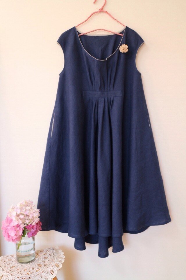 春夏★ヨーロパリネン100% ノースリーブワンピース★