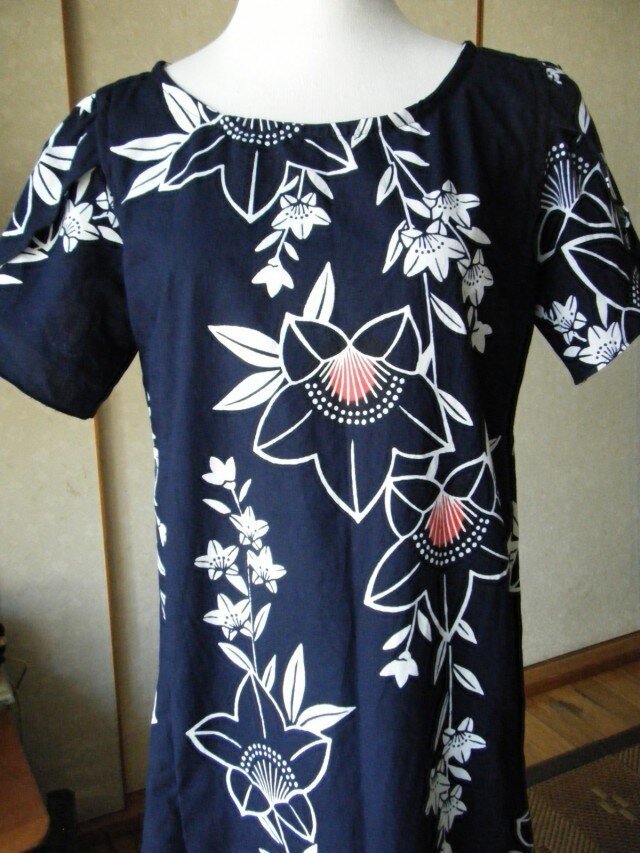 浴衣リメイクチューリップ袖ワンピース