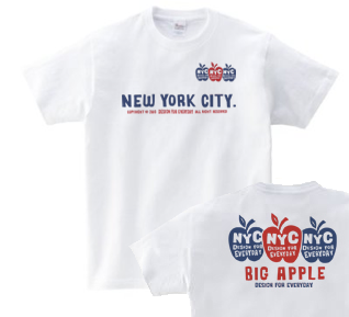 3 A p p l e s & N Y C 両面 150.160.(女性M.L) S~XL Tシャツ【受注生産品】の画像1枚目