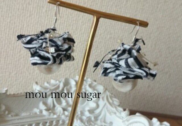 Ф16mmコットンパールピアス①の画像1枚目