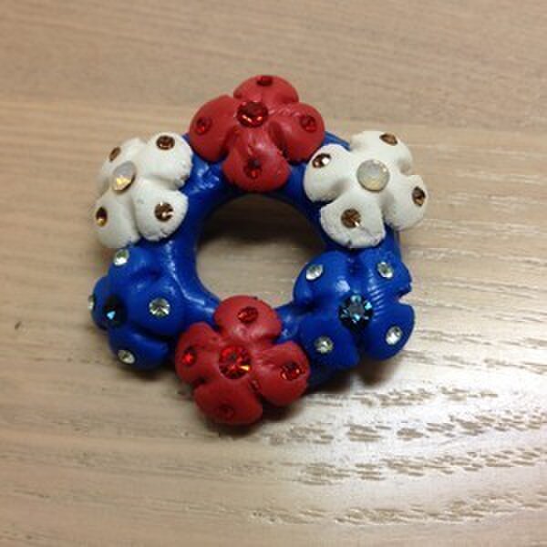 《ブローチ》フラワーリース (青)の画像1枚目