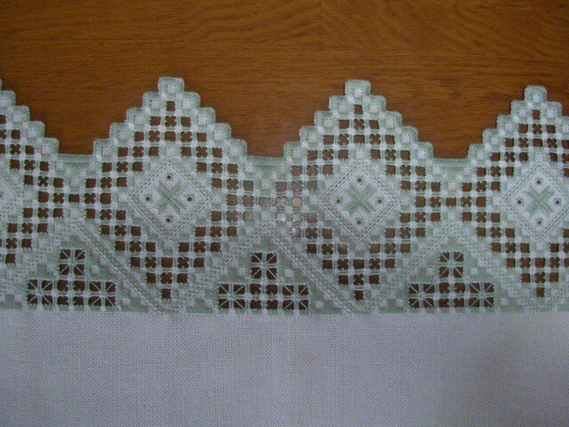 ハーダンガー刺繍・ミント色のテーブルセンター | iichi 日々の