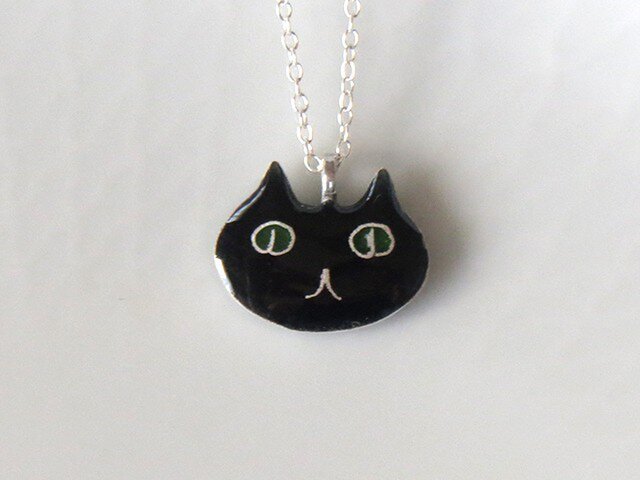 黒猫ネックレス(顔)の画像1枚目
