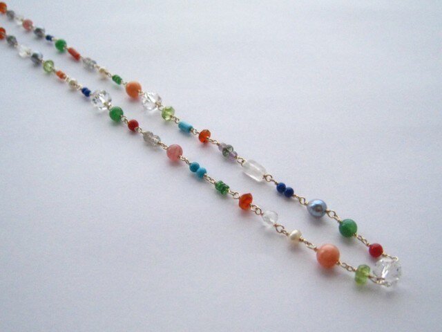 K10YG Colorful Stone Necklaceの画像1枚目