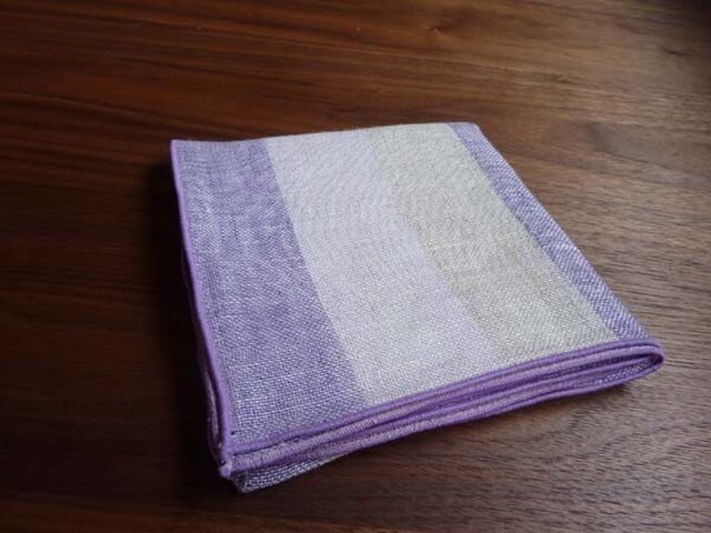 「ラベンダーシャワー」色のリネンガーゼはんかちの画像1枚目