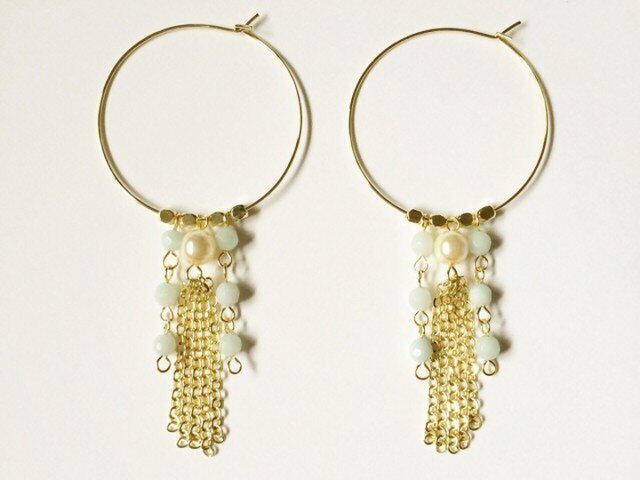 Chain tassel hoop earringsの画像1枚目