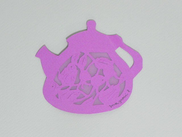 ハンドカットのメッセージカード Tea Pot (Flower)の画像1枚目