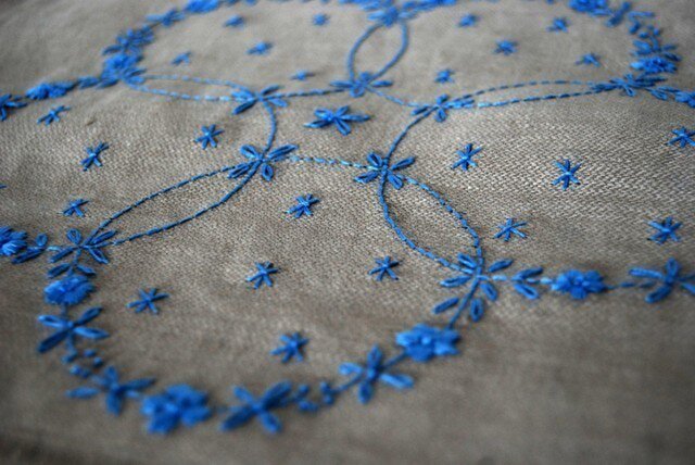 スウェーデン ヴィンテージ 刺繍クロス 花柄 ドイリー ミニ