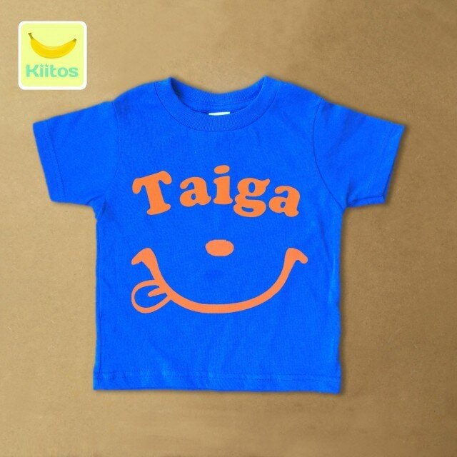 (size70~120)名前入りTシャツ【スマイルフェイス】の画像1枚目