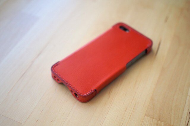 iPhone5s/5 レザーケース(レッド×ホワイト)の画像1枚目