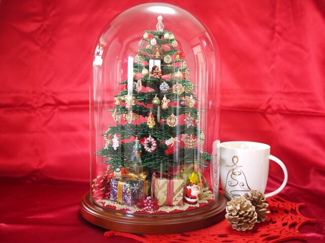 ビーズのクリスマスツリー(グリーン)サイズ(L)の画像1枚目