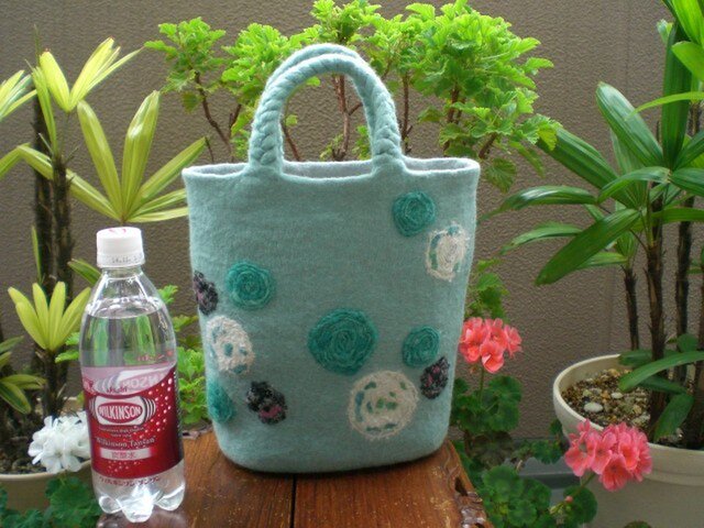 「rk様 ご予約品」ミニトートバッグ(青磁色)の画像1枚目