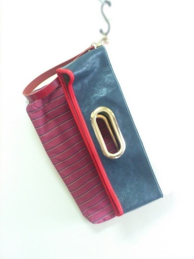 Book Clutch ピンストライプの画像1枚目