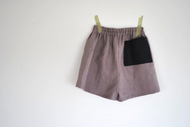 リネンのショートパンツ90前後(パープル)の画像1枚目