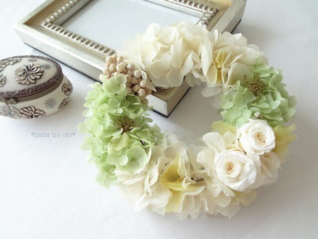 ミニバラと紫陽花のリース*tulle*の画像1枚目