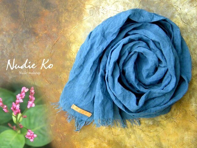 草木染ストール 藍-ai- Japan Blue 濃色の画像1枚目