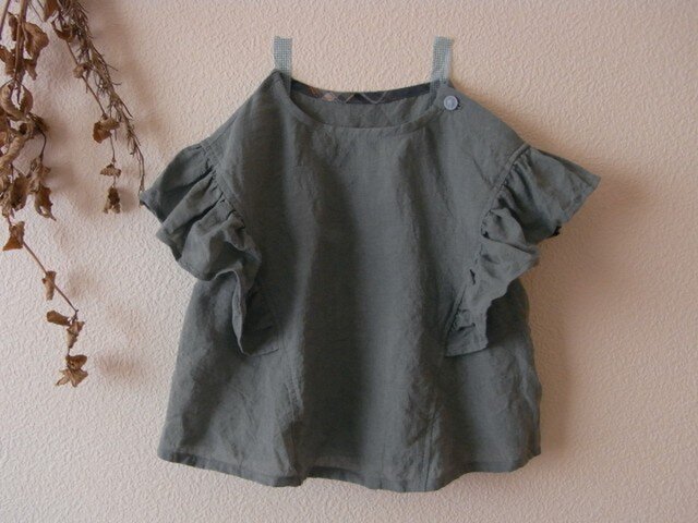 LINEN フリルチュニック *サックス* size 80の画像1枚目
