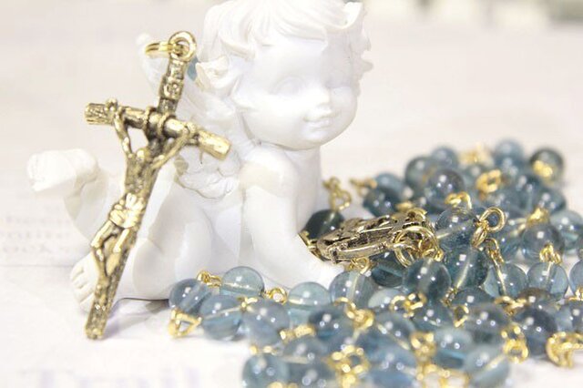 オーダー品☆ブルーフローライトのロザリオの画像1枚目