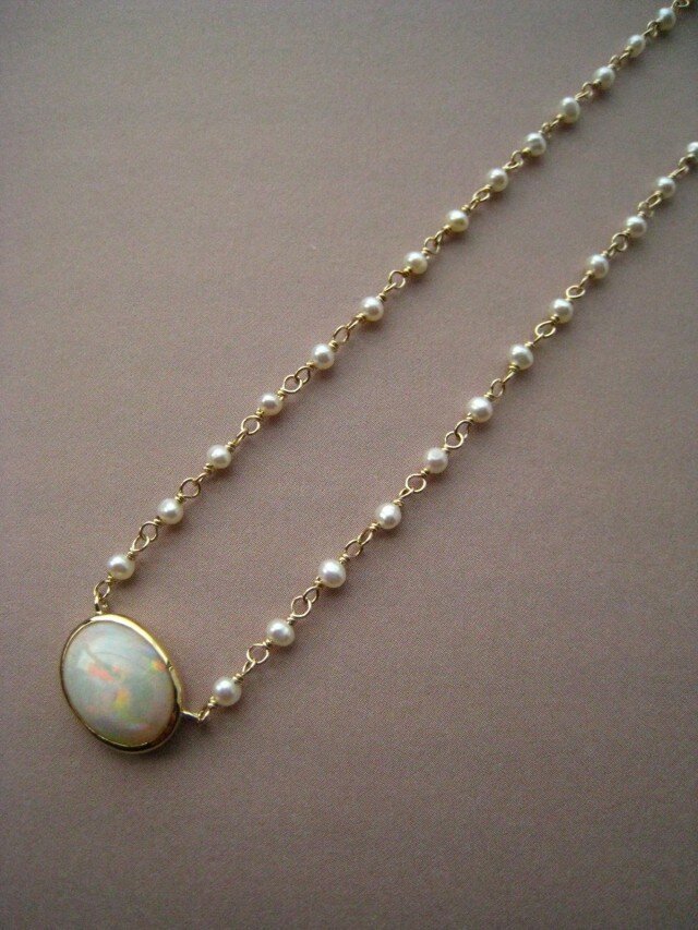 K10・K18 Opal Necklace | iichi ハンドメイド・クラフト作品・手仕事品の通販