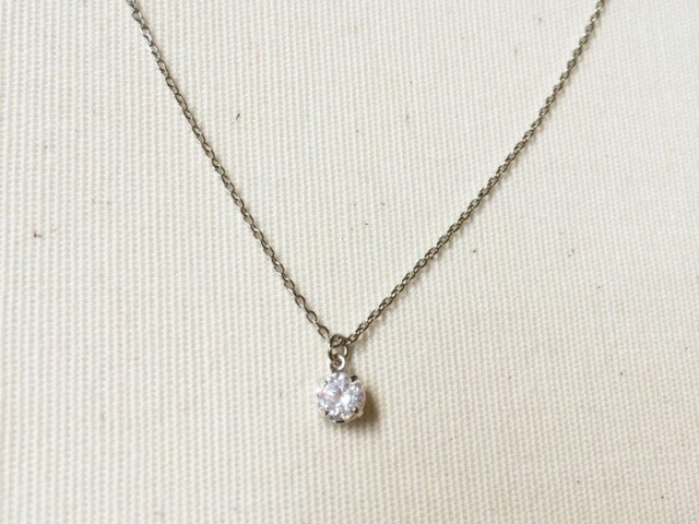 CZ一粒ネックレス silverの画像1枚目