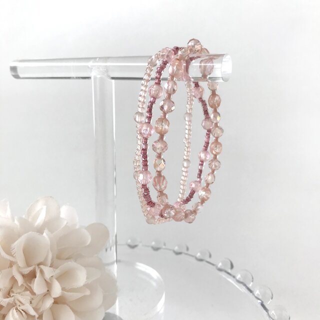 グラデーション 3連ゴムブレスレット 桜色 ピンク パステルカラー