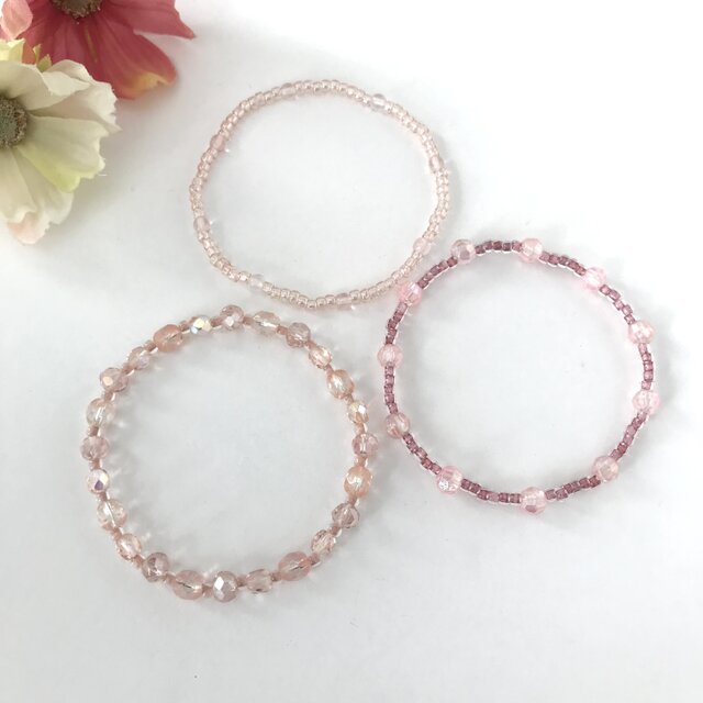 グラデーション 3連ゴムブレスレット 桜色 ピンク パステルカラー