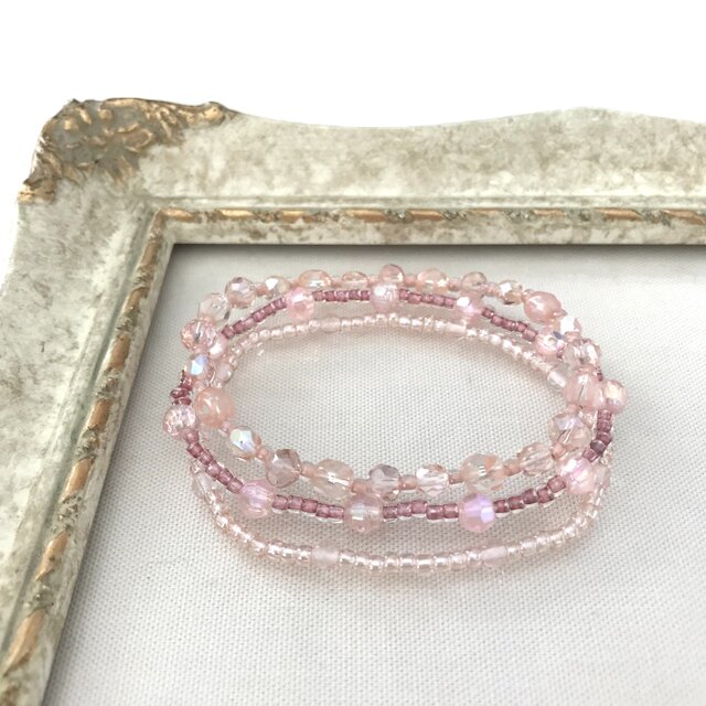 グラデーション 3連ゴムブレスレット 桜色 ピンク パステルカラー