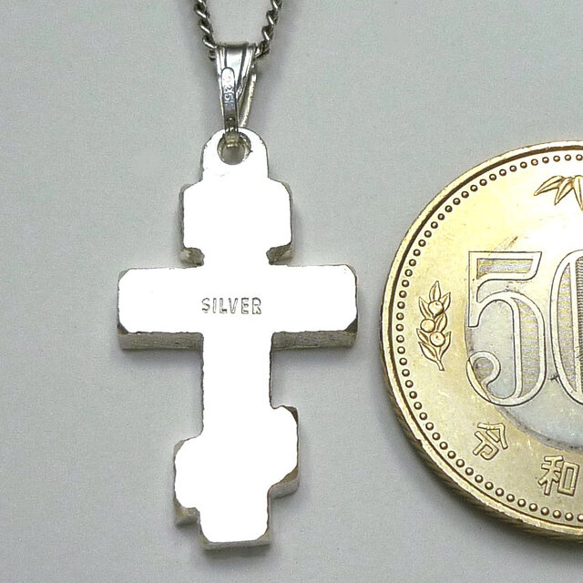 通販 激安 ロシア正教のクロス 縞目光沢仕上げの幅広のロシア十字架 rc05a ネックレス・ペンダント