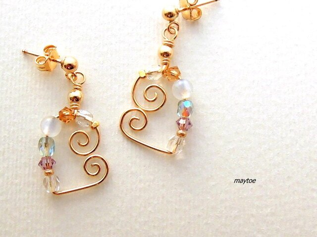 14kgf*ムーンストーン*天然石ピアス -Pure-~ColorHearts ~の画像1枚目