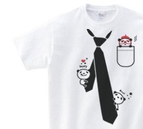 パンダ&ネクタイ 150.160.(女性M.L) S~XL Tシャツ【受注生産品】の画像1枚目