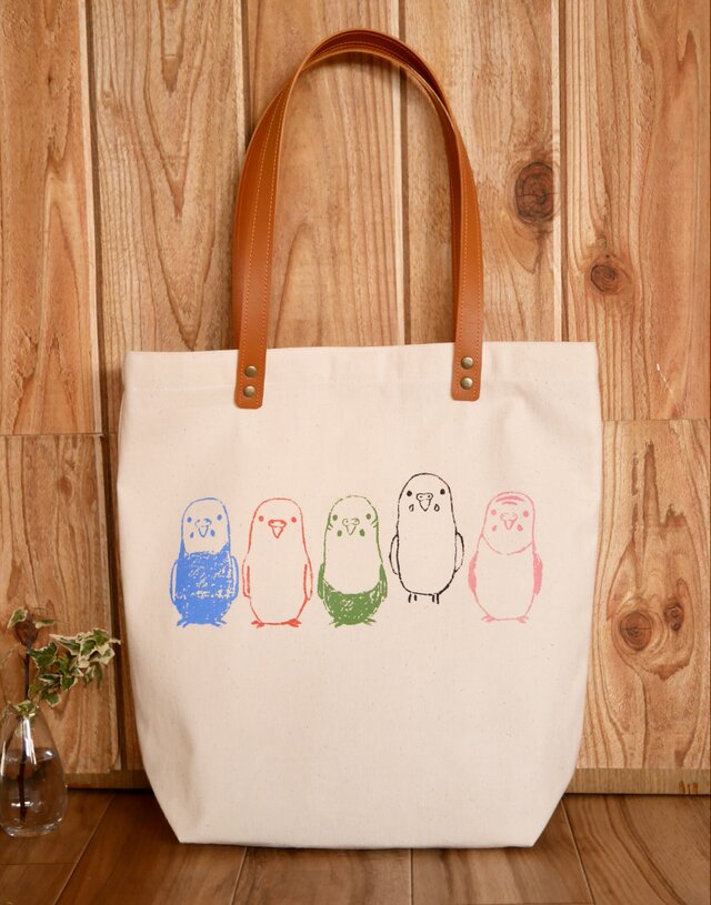 パステルセキセイインコのシンプルトートバッグ