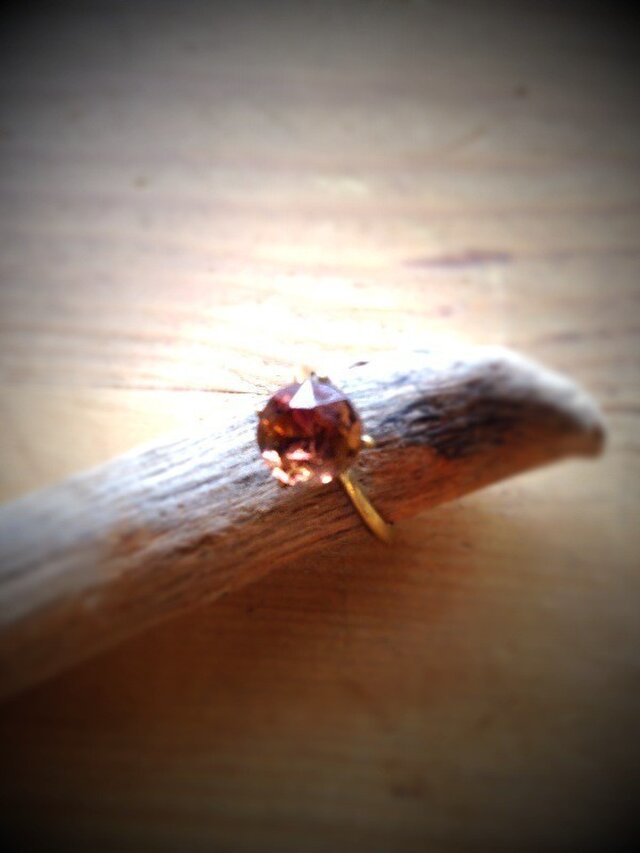 ヴィンテージスワロフスキー茶のリングの画像1枚目